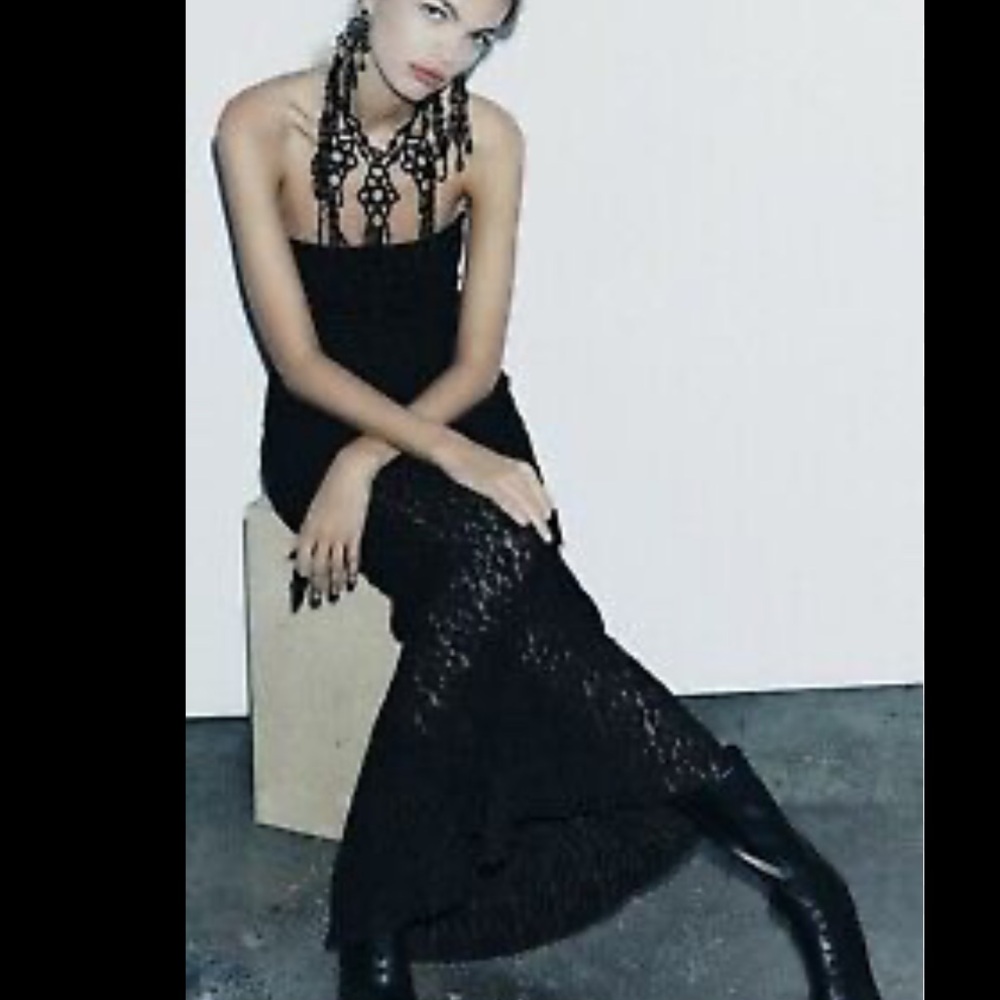 Zara limited edition strapless lace midi dress - Picture 11 of 13